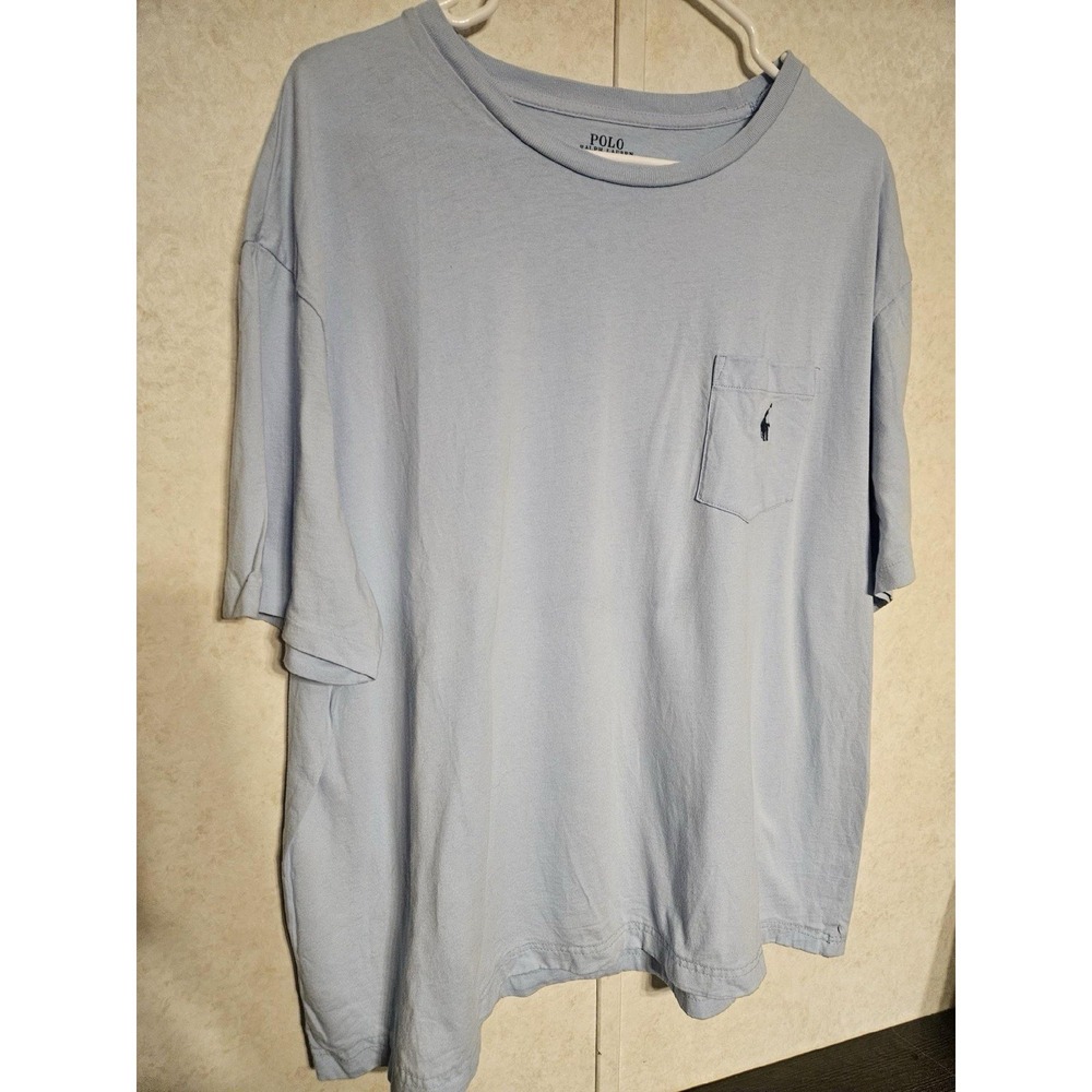 Polo Ralph Lauren Mens XL Big Tall Preppy 100% Cotton  Short Sleeve Blue Shirt